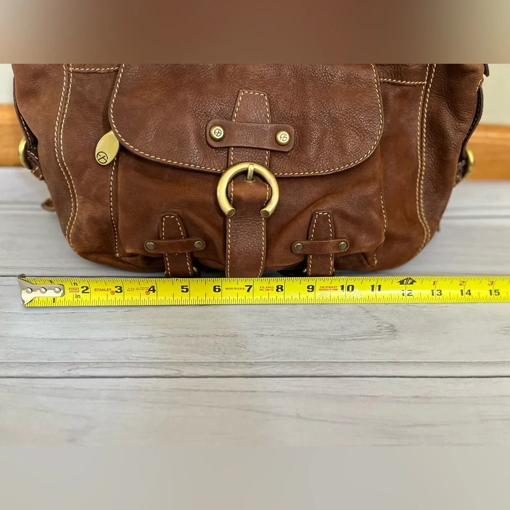 Francesco Biasia brown satchel shoulder bag gold brass hardware with dust bag